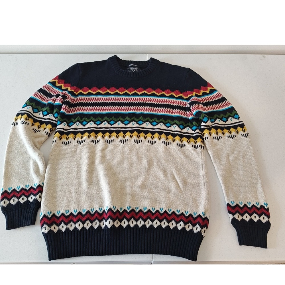 Women Small American Eagle Outfitters Fair Isle Boho Cabin Core Sweater